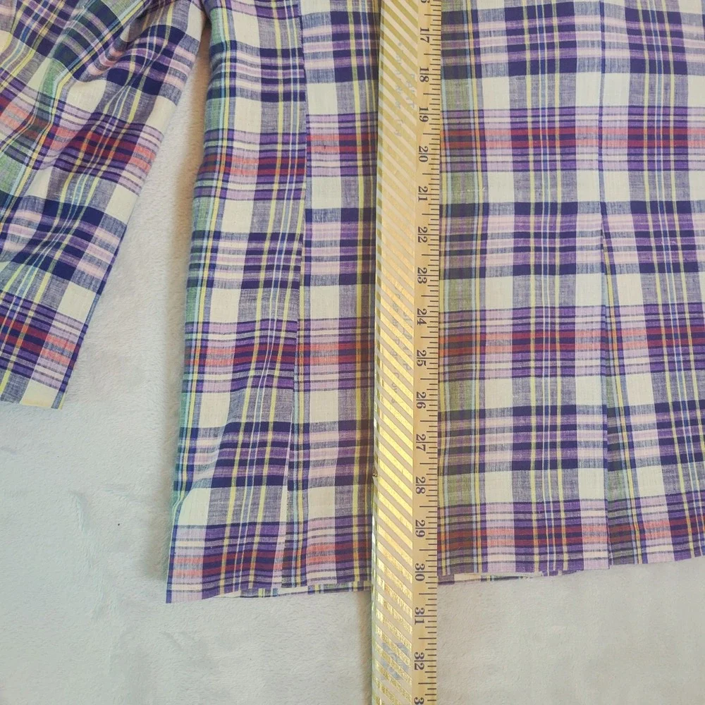 Vintage Brooks Brothers Multicolor Plaid Madras Cotton Sack Blazer 43L